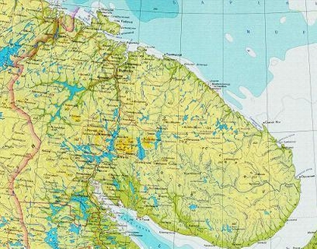 Карта Кольского полуострова